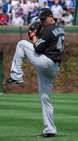 Ricky Nolasco pitching for the Maimi Marlins