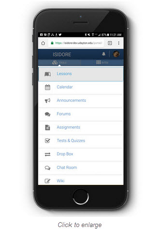 Mobile tool menu displayed on an iPhone